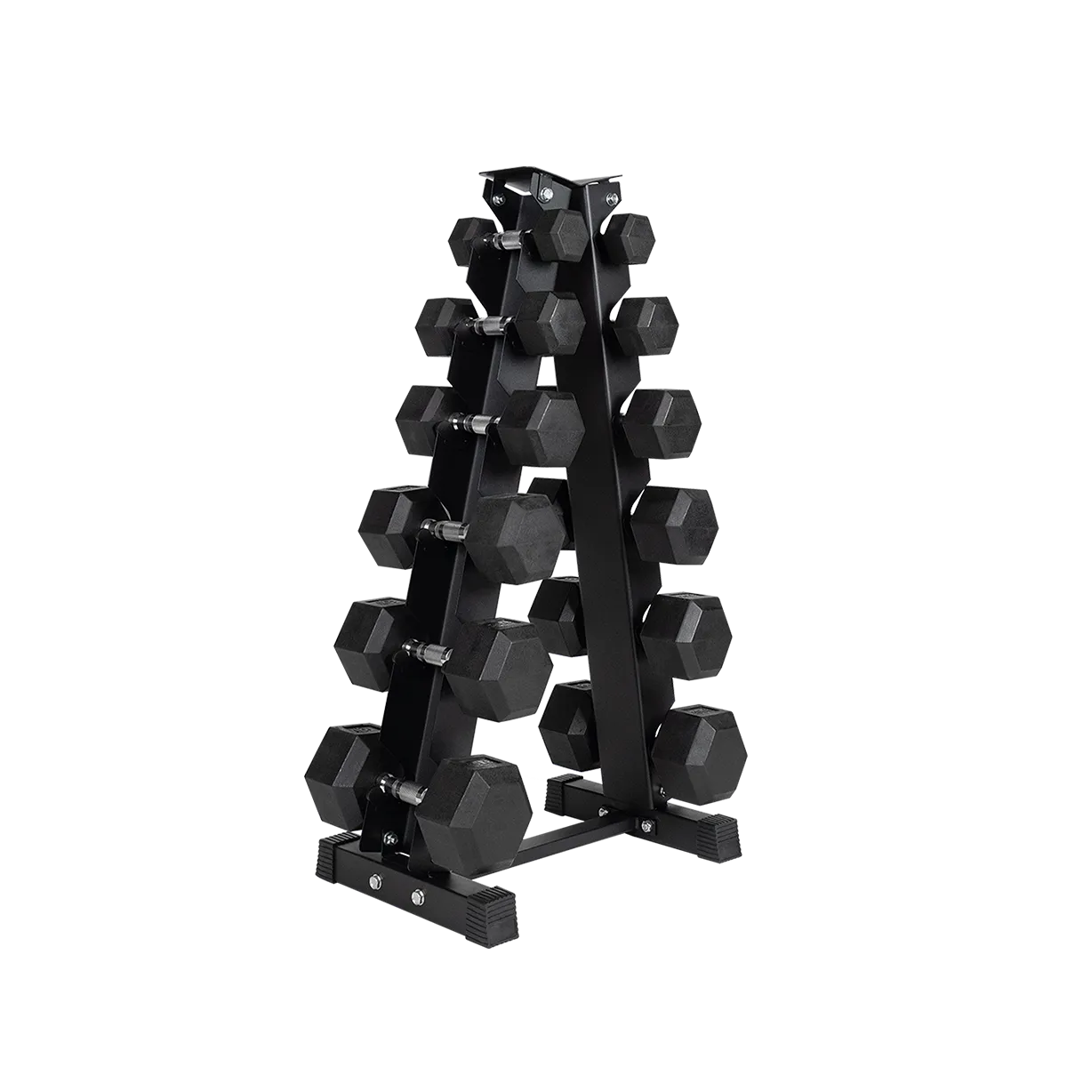 Better Body Rubber Hex Dumbbell Set   Weight Rack | 5-30lbs