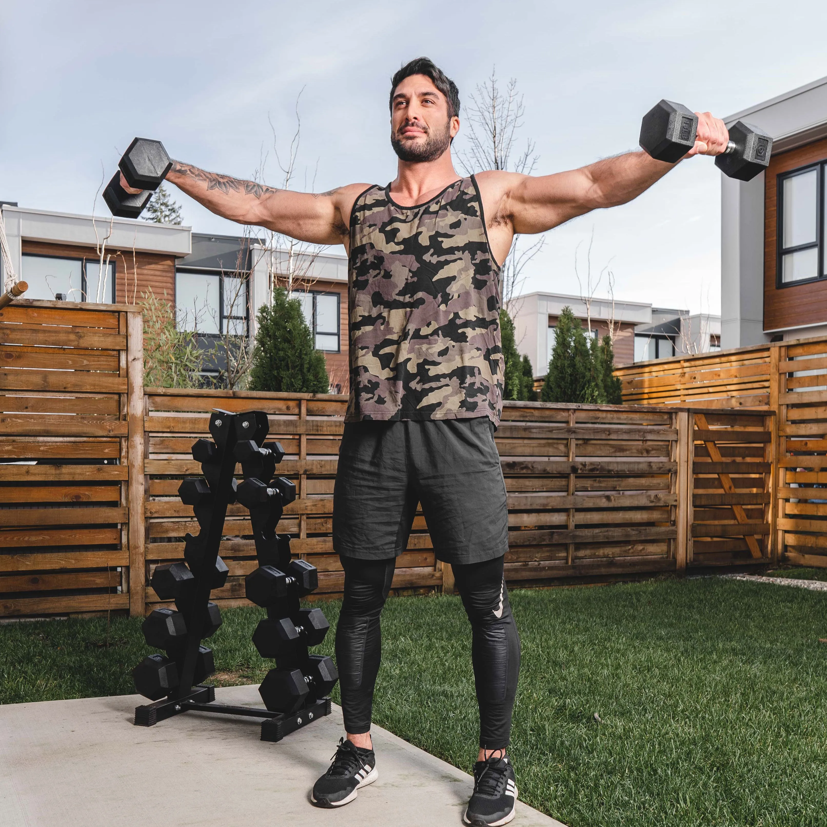 Better Body Rubber Hex Dumbbell Set   Weight Rack | 5-30lbs