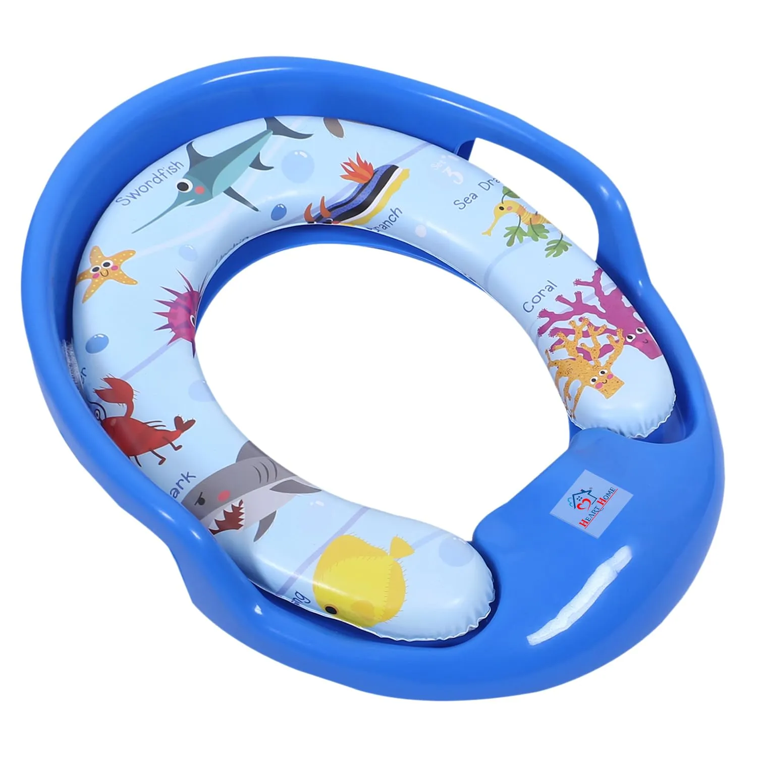 Heart Home Kids Potty Seat | Plastic Cushioned Potty Seat | Kids Toilet Seat with Handle | Potty Training Seat for Kids | Cushioned Toilet Stand for Kids | Blue