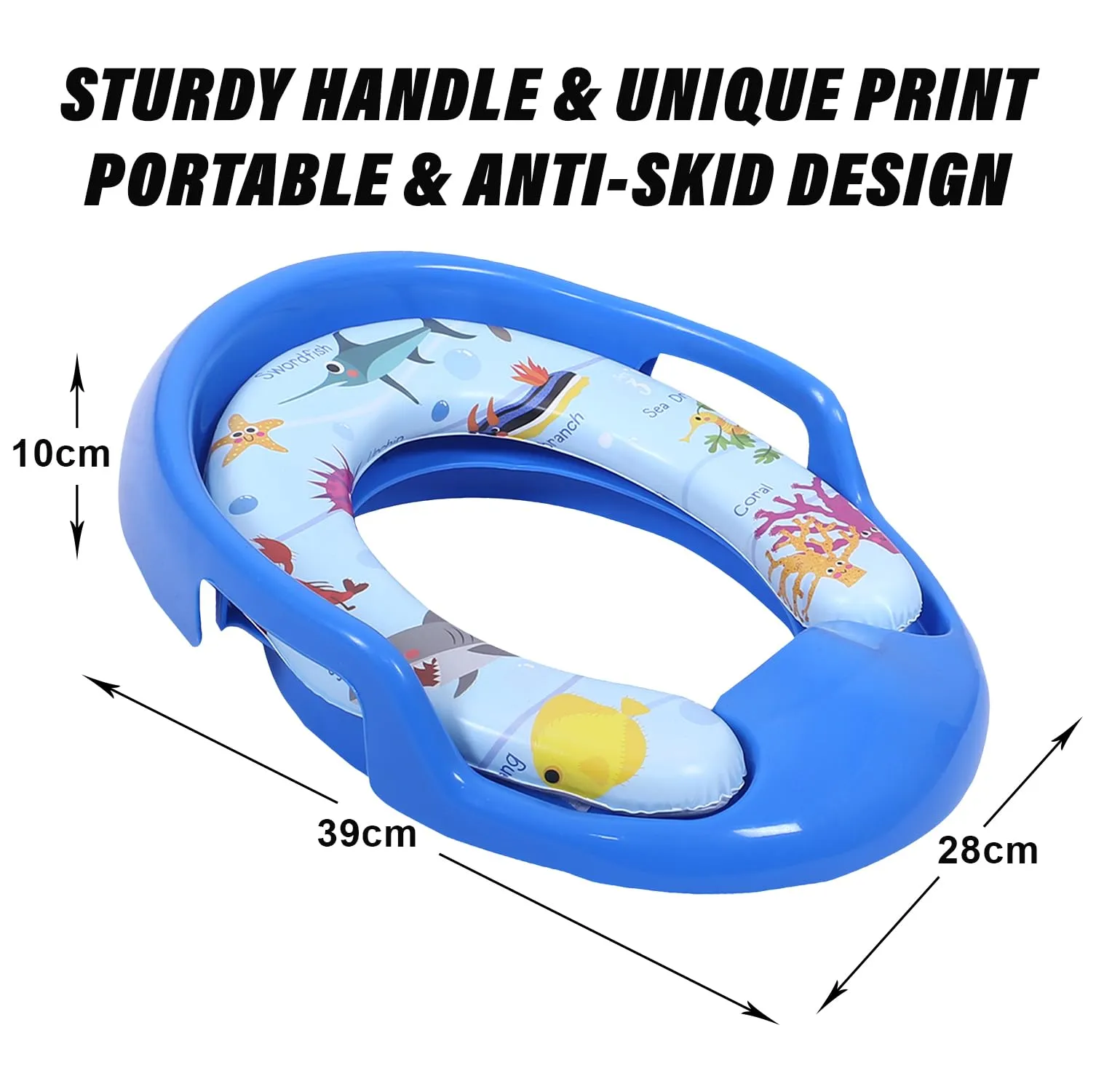 Heart Home Kids Potty Seat | Plastic Cushioned Potty Seat | Kids Toilet Seat with Handle | Potty Training Seat for Kids | Cushioned Toilet Stand for Kids | Blue