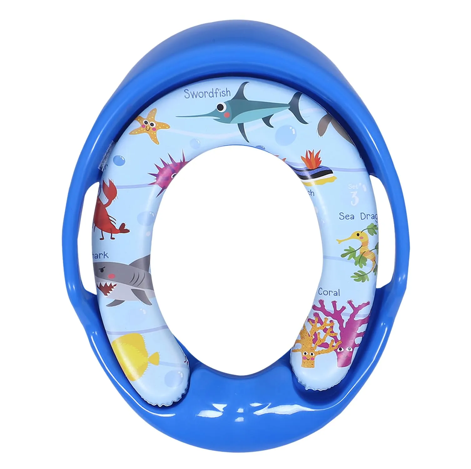 Heart Home Kids Potty Seat | Plastic Cushioned Potty Seat | Kids Toilet Seat with Handle | Potty Training Seat for Kids | Cushioned Toilet Stand for Kids | Blue
