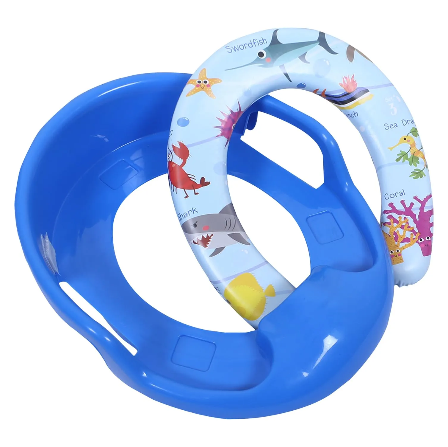Heart Home Kids Potty Seat | Plastic Cushioned Potty Seat | Kids Toilet Seat with Handle | Potty Training Seat for Kids | Cushioned Toilet Stand for Kids | Blue