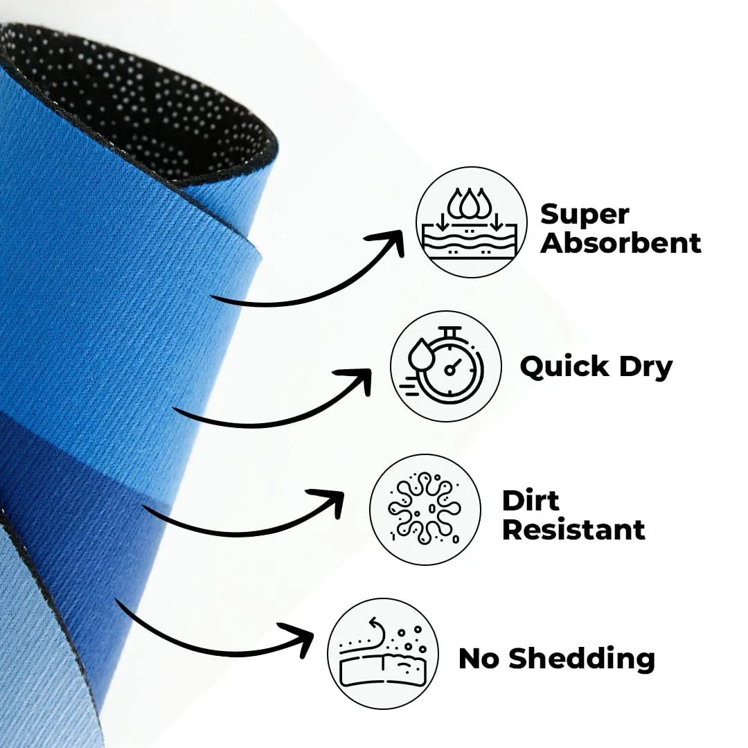 Kuber Industries Stylish Bathroom, Door Mat, Floor, Bath, Door, Bathroom Carpet | Non Slip for Bathroom Cushion Super Absorbent Soft Carpet, Quick Dry Dirt | 40 x 60 cm, Blue, Pack of 2