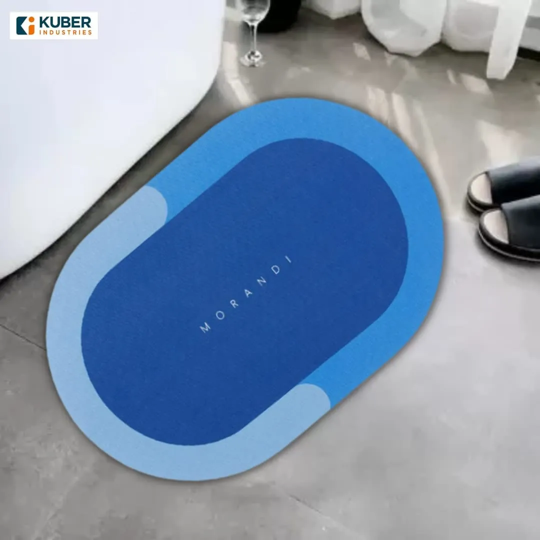 Kuber Industries Stylish Bathroom, Door Mat, Floor, Bath, Door, Bathroom Carpet | Non Slip for Bathroom Cushion Super Absorbent Soft Carpet, Quick Dry Dirt | 40 x 60 cm, Blue, Pack of 2