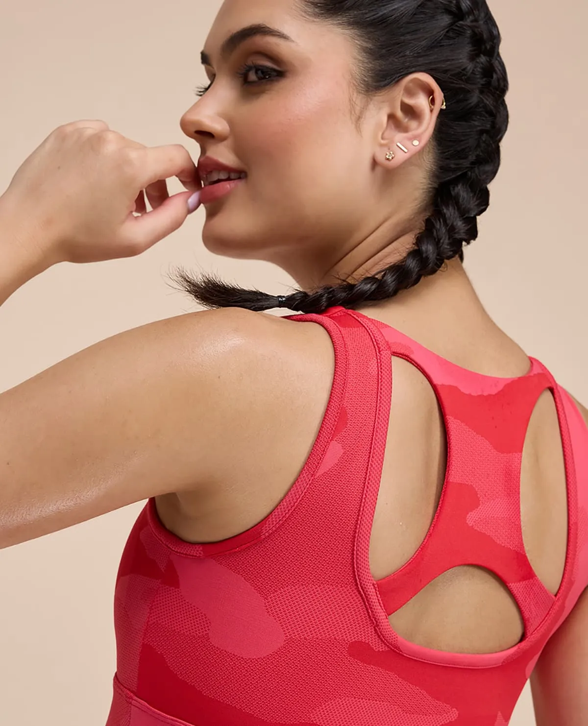 Mid Impact Camo Printed Sports Bra