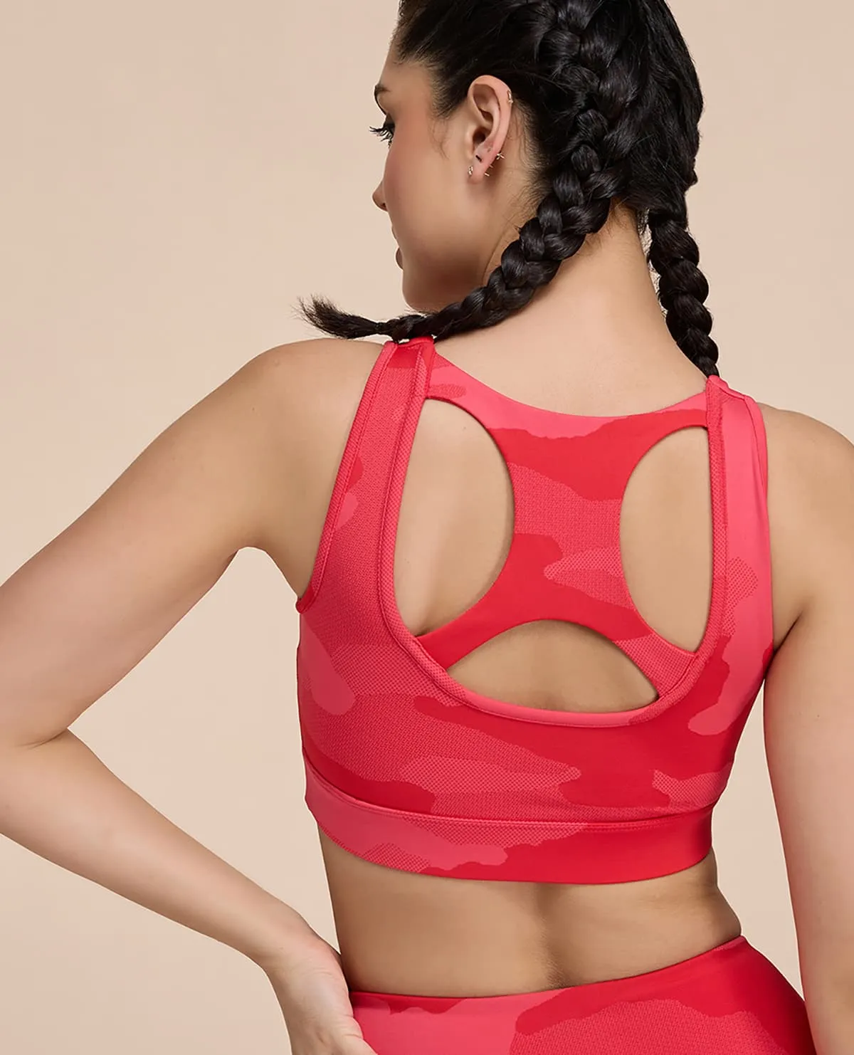 Mid Impact Camo Printed Sports Bra