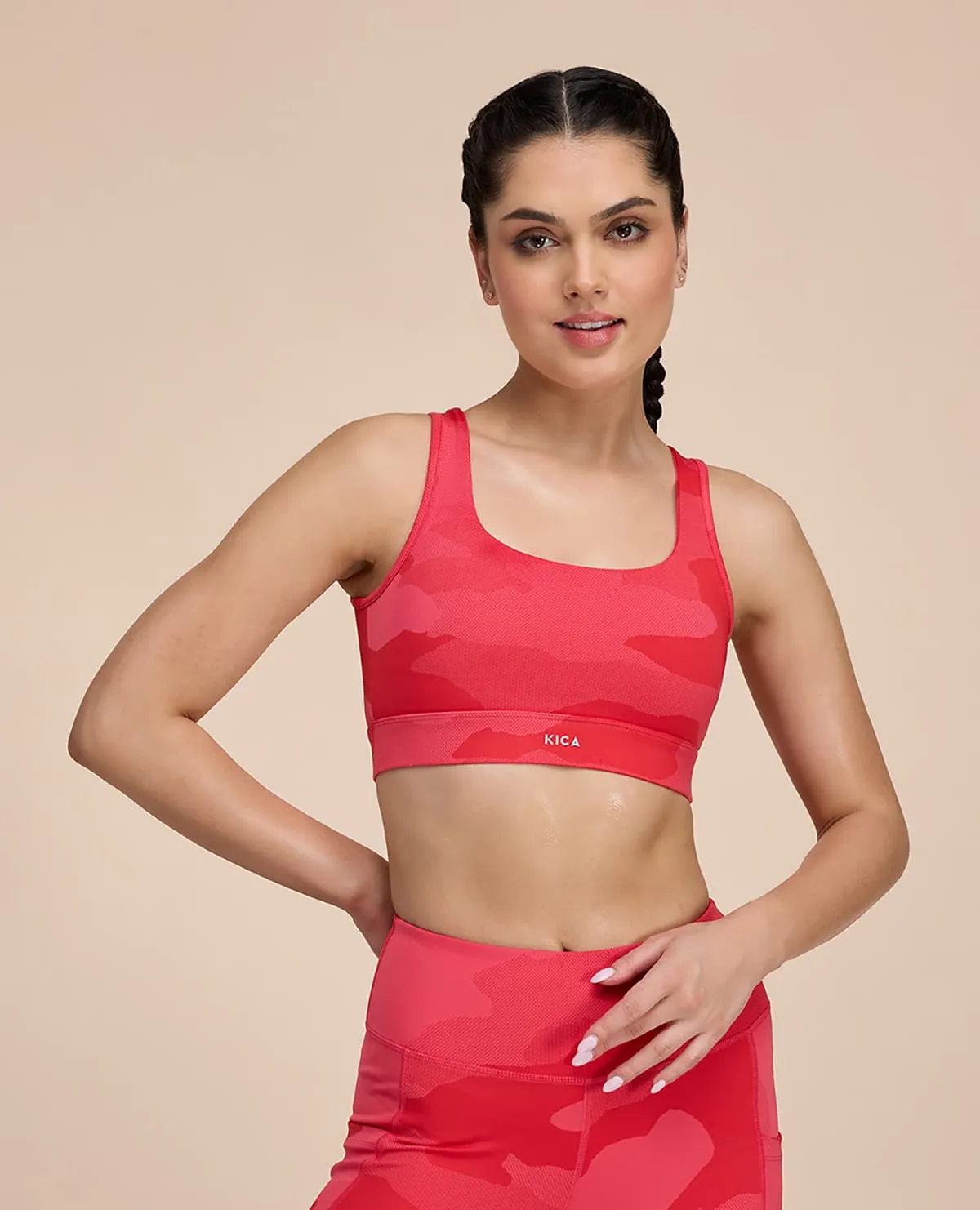 Mid Impact Camo Printed Sports Bra