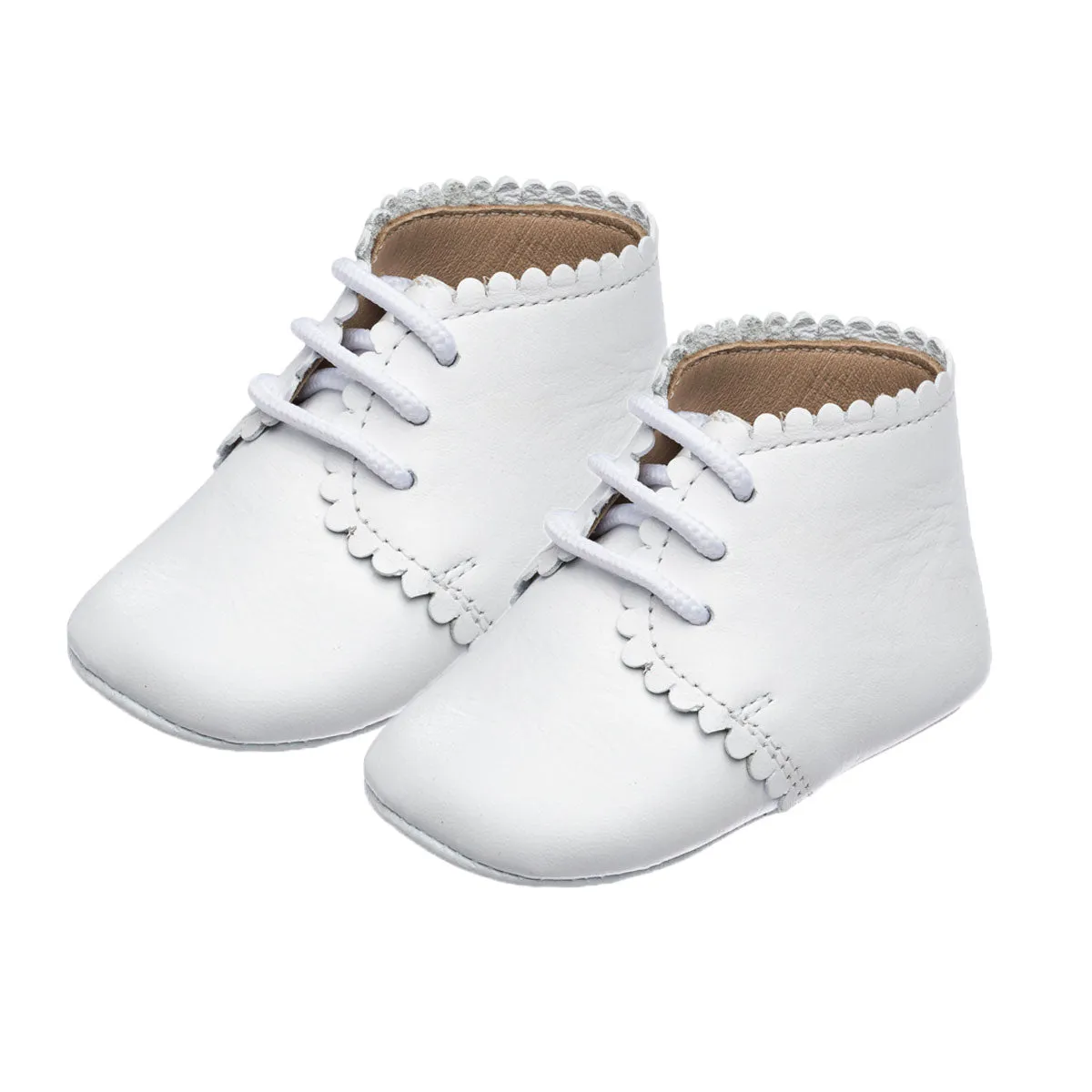 White Leather Scalloped Bootie