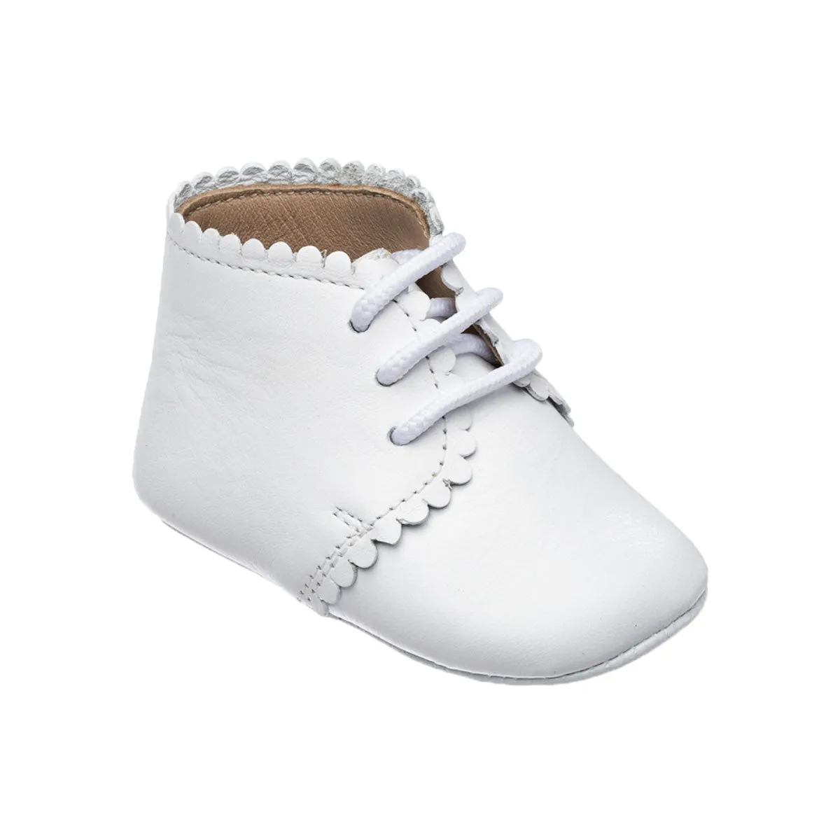 White Leather Scalloped Bootie